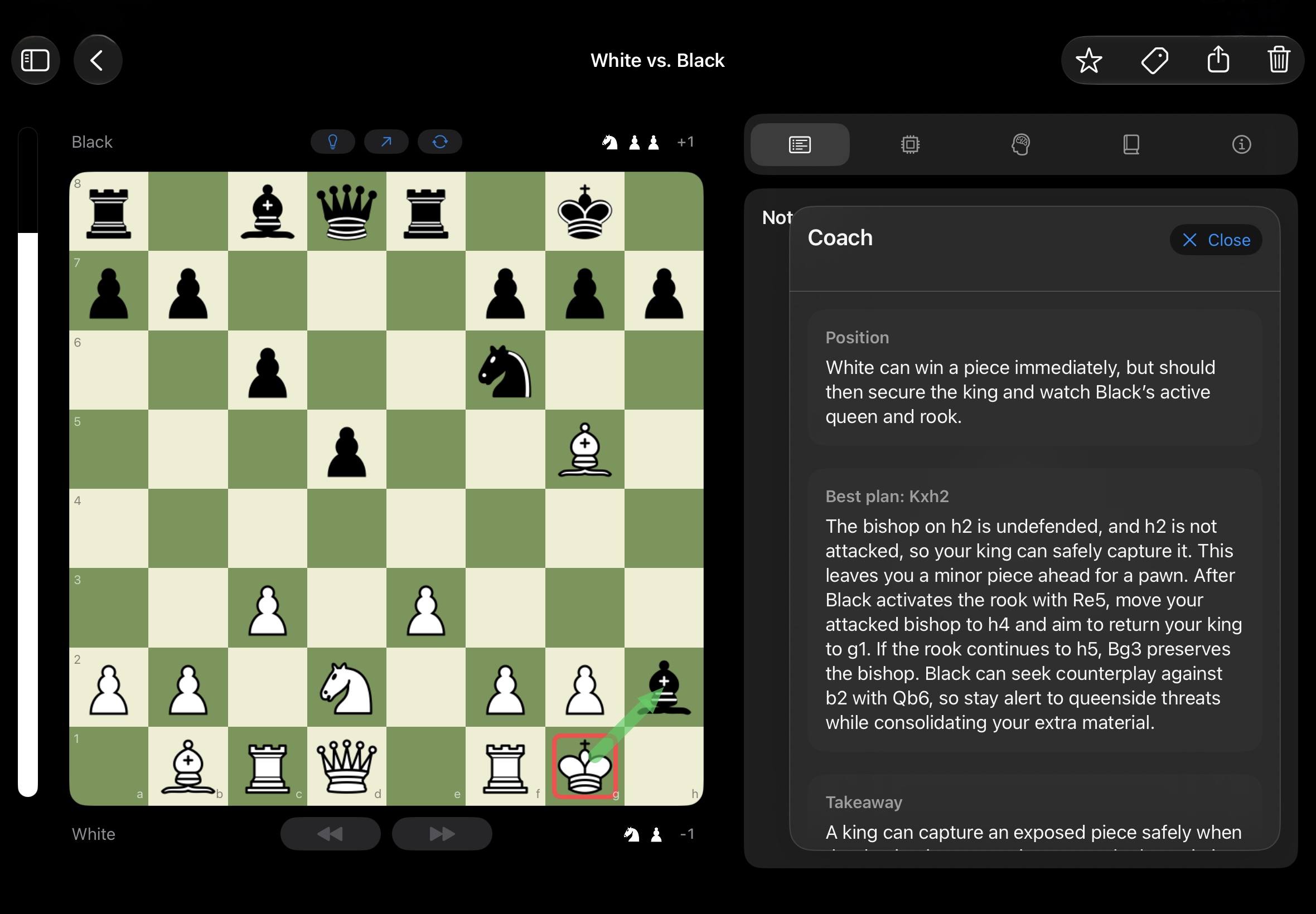 Chessory: Der Coach analysiert die Stellung